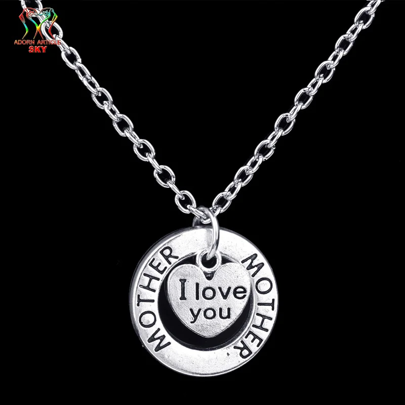 Круглый кольцо в форме сердца надписи кулон jewelry Талисманы Украшения Семья