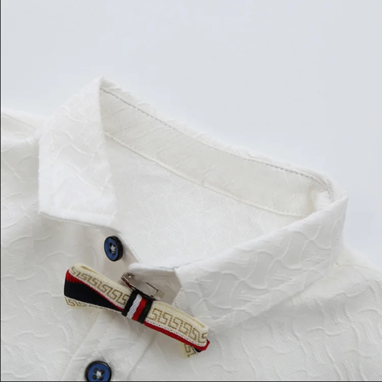 2017 Весна и осень мальчиков чистого белого цвета рубашка с галстук бабочка