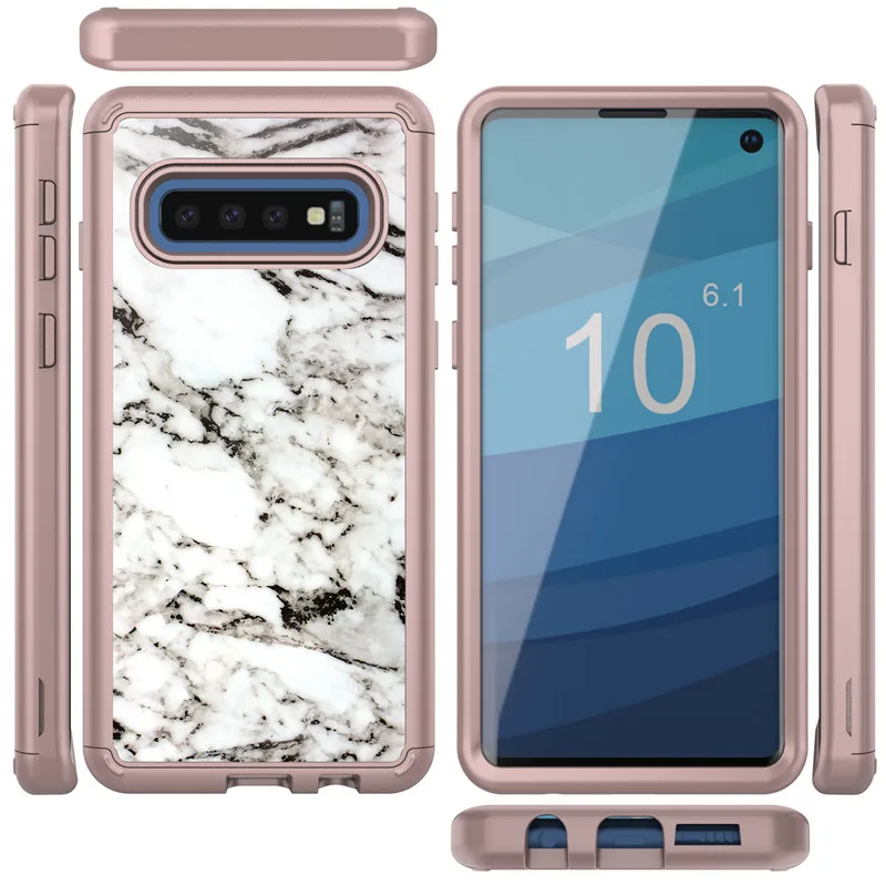 Передняя и задняя 360 градусов полный корпус защитный чехол для samsung note10 Plus мраморный цветок блестящий PU силиконовый ударостойкая гибридная Броня