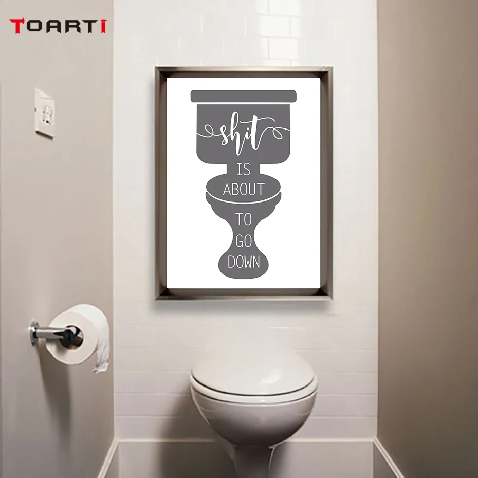 Funny Bathroom Quotes Modern Wall Posters Minimalist Black&White Nordic Prints Canvas Painting Bathroom Home Decoration Pictures