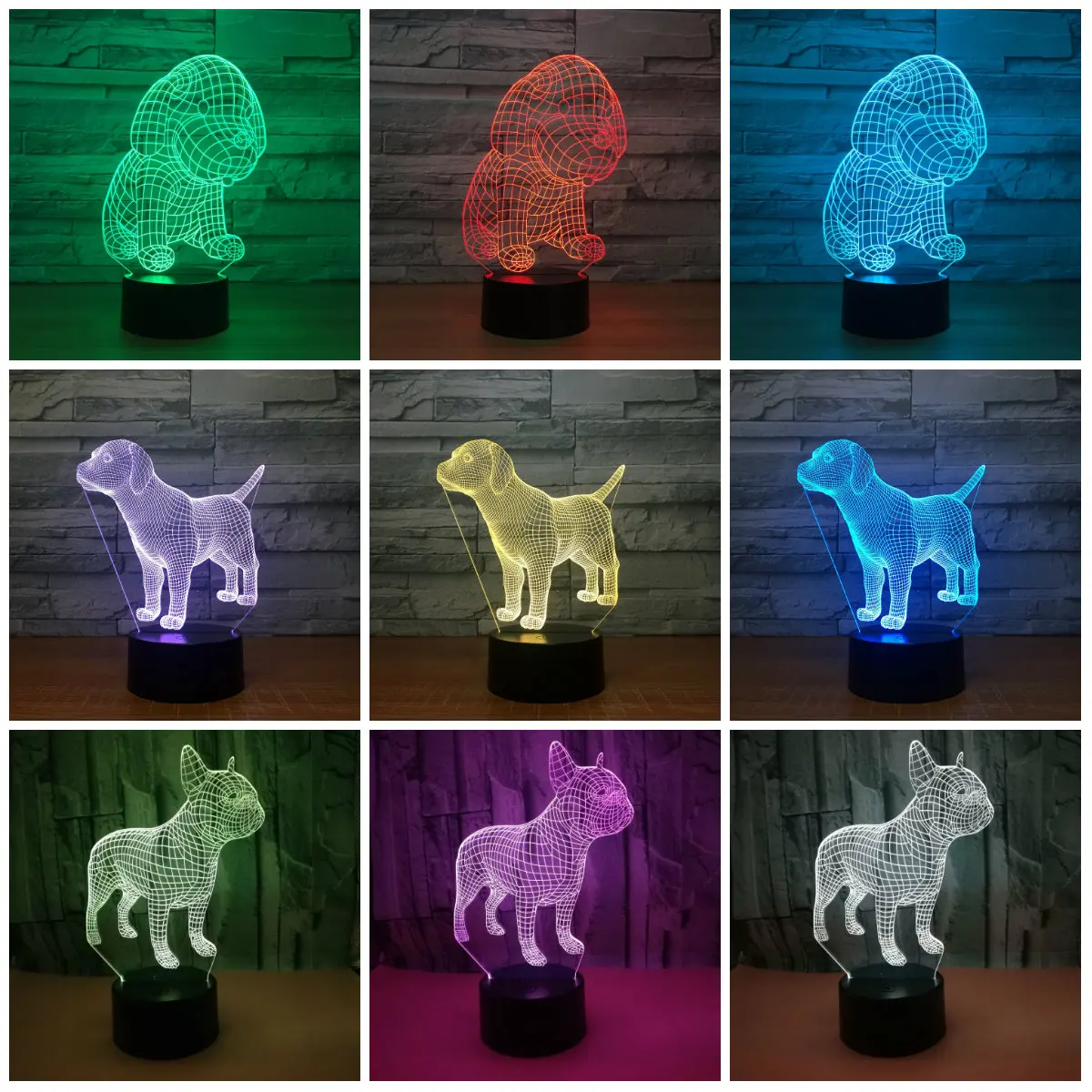 Большая собака сенсорный сенсор Новинка Акриловый 3D светодиодный ночник для Bady