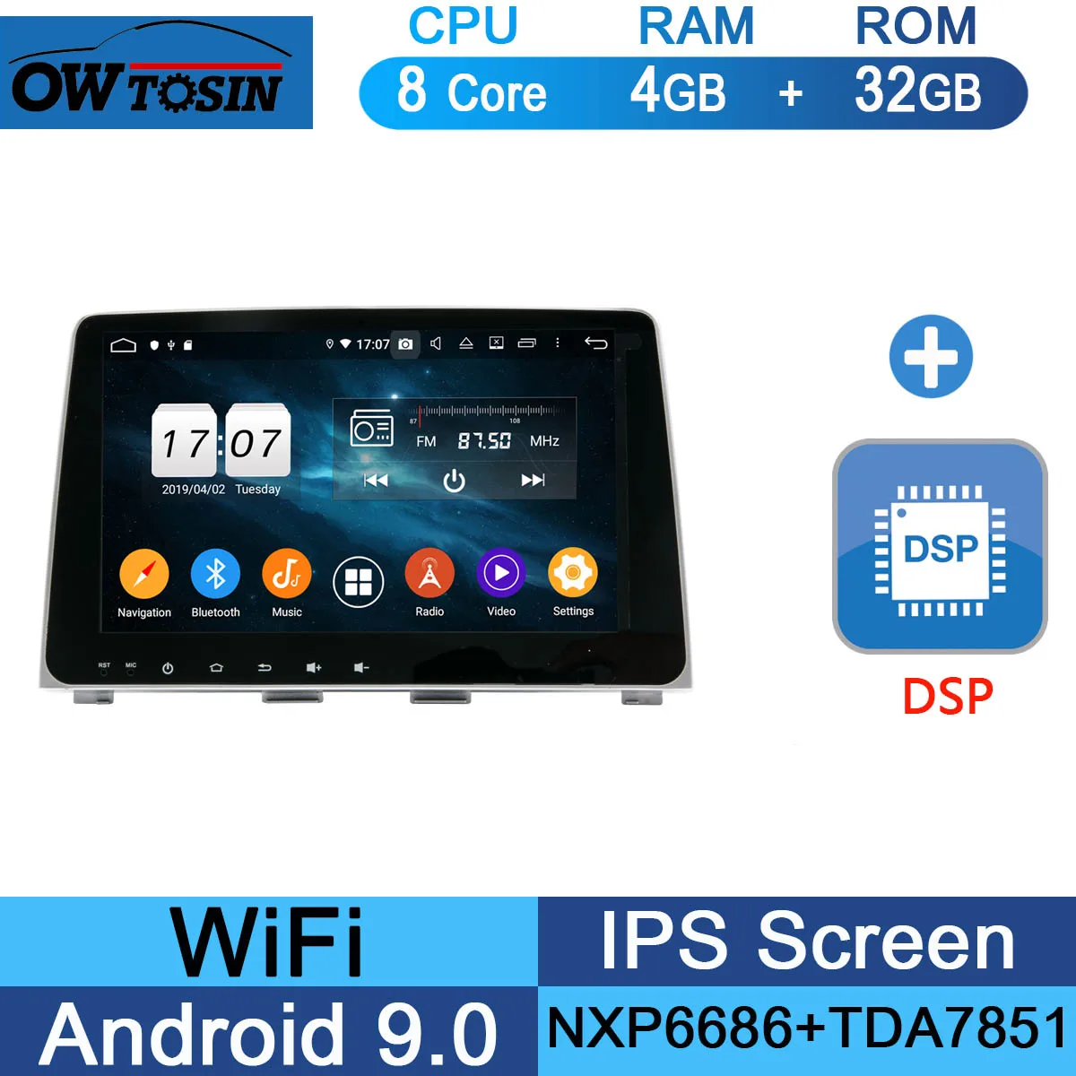 " ips Octa 8 ядерный 4 Гб ram+ 64 Гб rom Android 9,0 автомобильный DVD радио gps для hyundai Sonata DSP CarPlay Parrot BT стерео Adas - Цвет: 32G DSP
