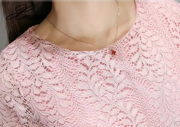 

Plus Size 3XL 2020 Sweet Women Knee-Length Lace Dress Female Three Quarter O-Neck Spring Summer With Fashion Belt Dress