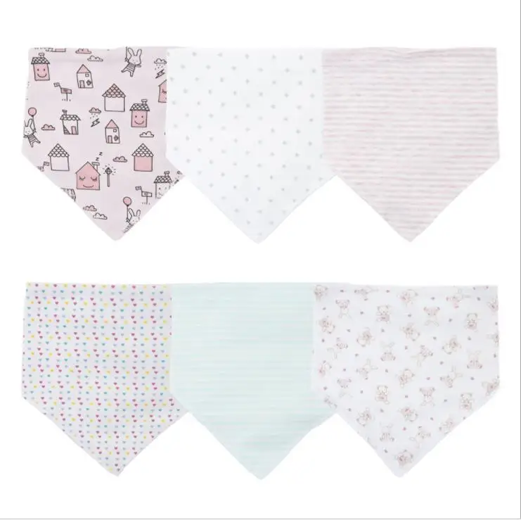 PS9889100979499 Новинка, 6 шт., нагрудники для малышей 0, 3, 6, 12, 24 м, хлопковые водонепроницаемые нагрудники бандана для маленьких мальчиков и девочек, нагрудники для маленьких девочек - Цвет: PS9889100979499
