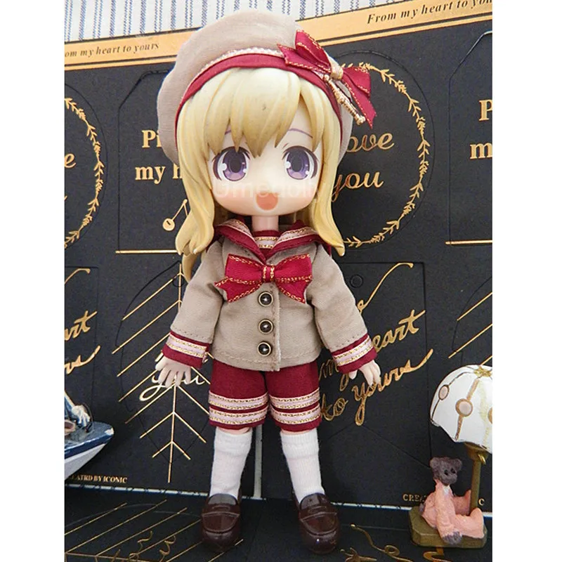 1 Set Cute Sailor Suit Uniform Coat + Shorts Cap for OB11 1/12 BJD Doll Clothes Accessories | Игрушки и хобби