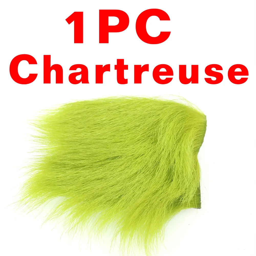 1PC Chartreuse Bimoo 1 шт., меховая нашивка для завязывания мух, для парашюта, для мух, мини, с петлей, джиг, стрейчевая, меховая нашивка, Chartreuse, оранжевый, белый, желтый, 6*6 см - Цвет: 1PC Chartreuse