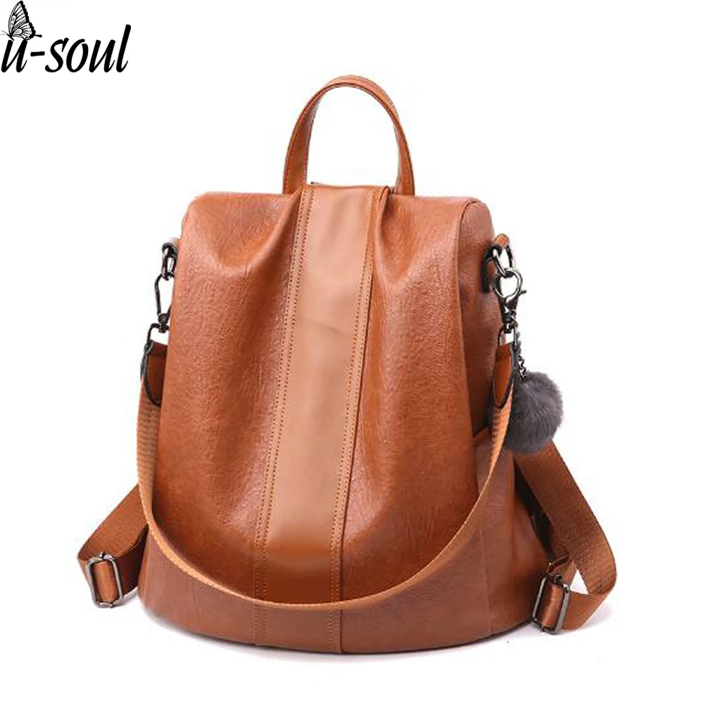 

Female Backpack Casual Style PU Leather Women Backpack High Qulaity Shoulder Bags Student Bag Black Backpack A10283
