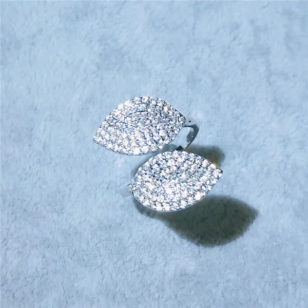 Роскошные AAA кубического циркония Micro Pave открытым кольца Установка цветок кольцо для женщин дамы обувь девочек роза кольца золотистого цвета Bague CR2034L - Цвет основного камня: White Gold 3