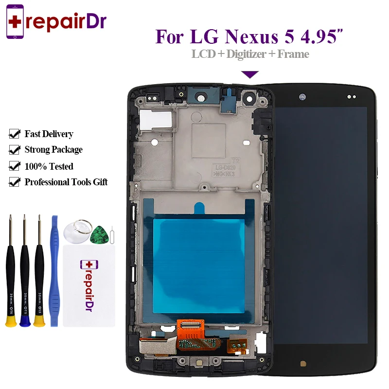 Оригинальный 4 95 &quotIPS для LG Nexus 5 ЖК-дисплей фотография с рамкой D820 D821 замена экрана
