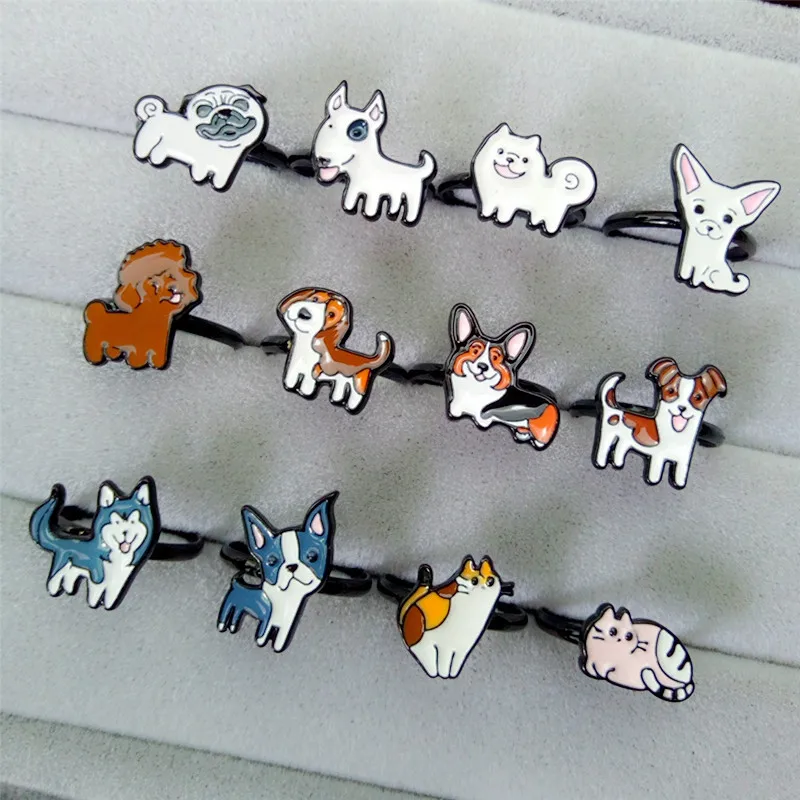 Женское кольцо с эмалью и собакой чихуахуа| |