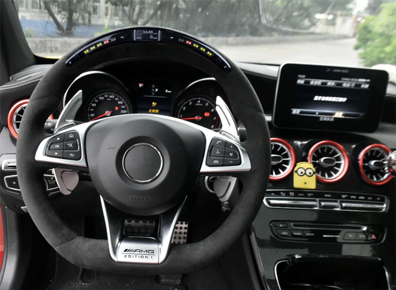 Подходит для Mercedes Benz AMG C63 S63 G63 glc200L LED руль из углеродного волокна|Рулевые колеса и