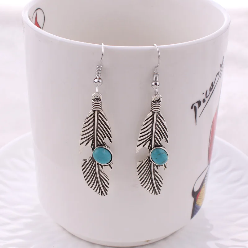 

Tenande Bohemian Maxi Tibet Silver Color Long Hollow Natural Stone Beads Leaf Dangle Earrings for Women Vintage Jewelry Brincos