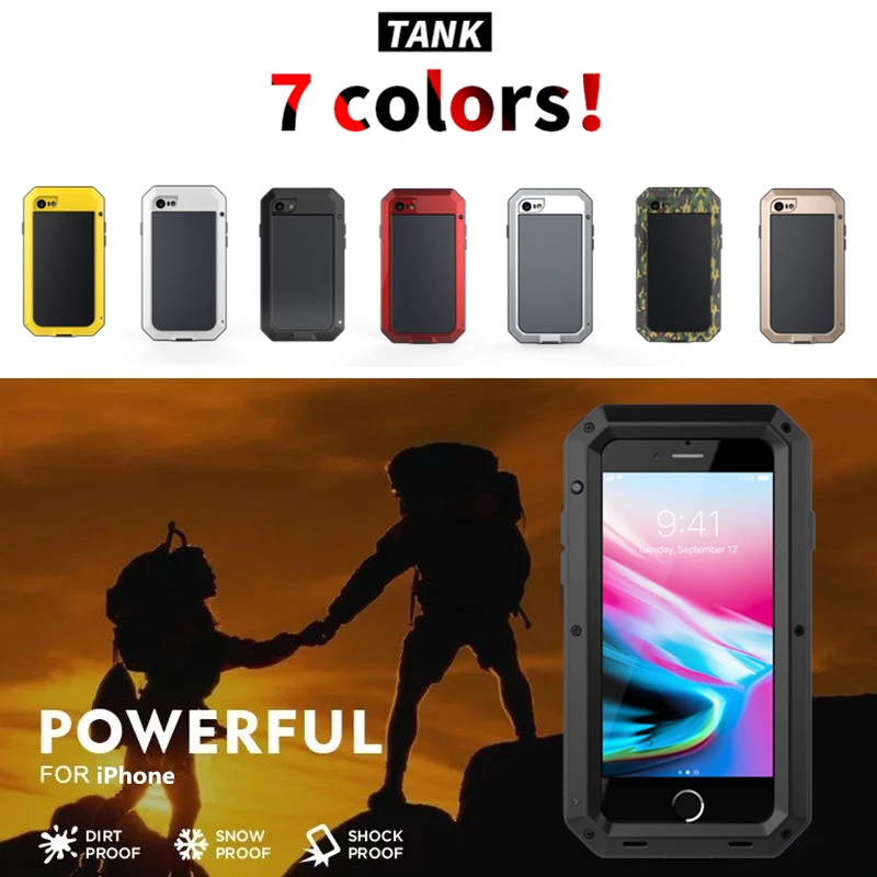 luxury shockproof doom armor waterproof metal phone cases for iphone x xr xs max 8 7 6 6s plus 5 5s 5c se case screen glass film free global shipping