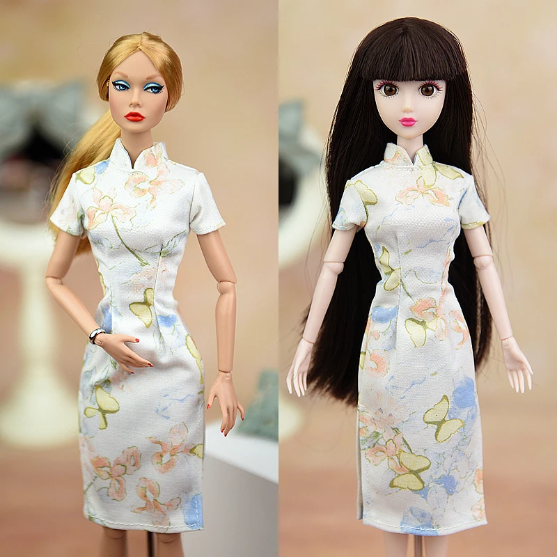 Аксессуары для кукол косплей платье с бабочкой Одежда куклы Барби Cheongsam