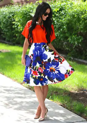 Skirts Women 2017 Summer floral print full high waist Flared Pleated A Line Skirt Mini | Женская одежда