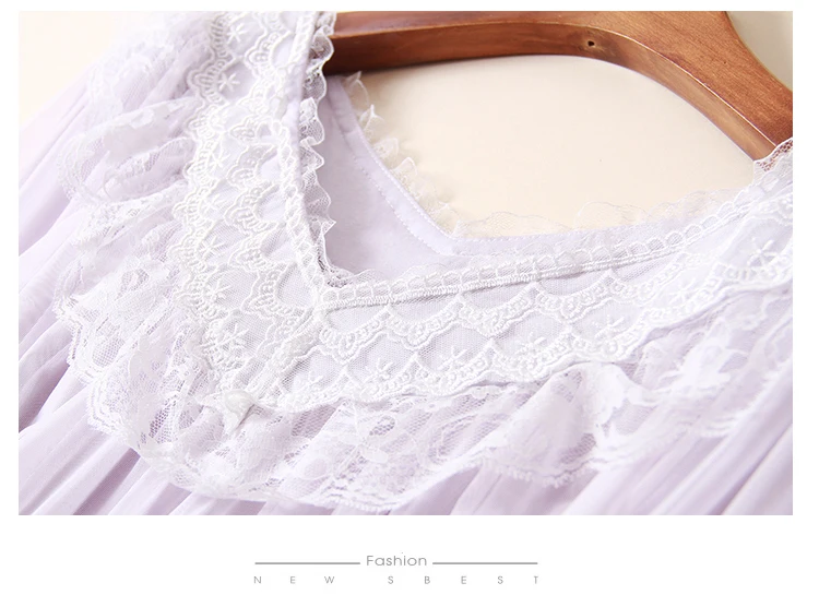 Кружевная сетчатая ночная рубашка с оборками и длинными рукавами в винтажном