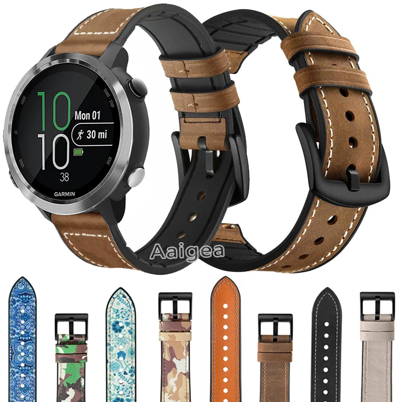 Силиконовый ремешок для часов из натуральной кожи для Garmin Forerunner 645 музыка 245 245 м сменный ремешок на запястье 20 мм кожаный браслет