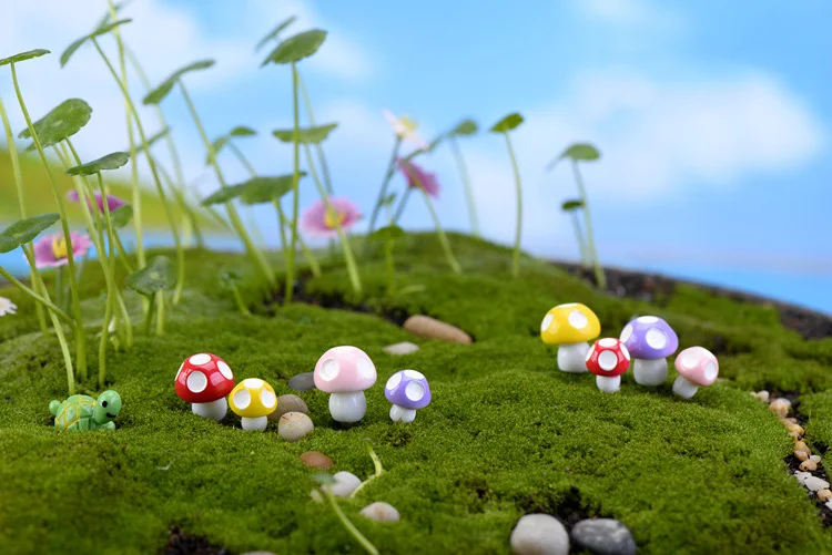 Фигурки грибов с круглым горшком декоративные мини-сказочный сад для аквариума 2