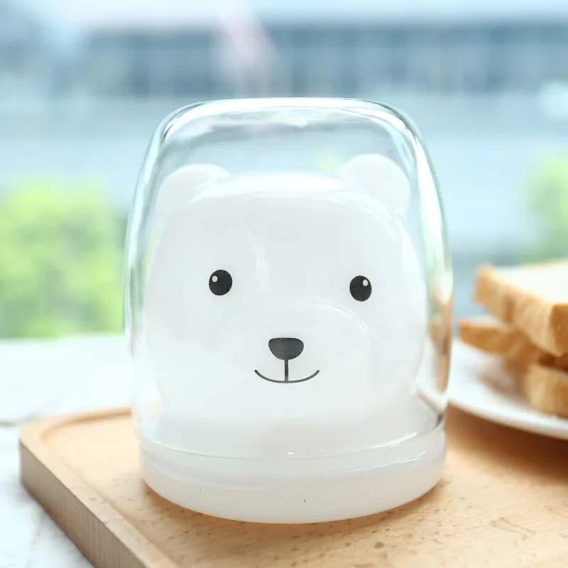 Креативная кофейная кружка с мультяшным медведем прозрачная стеклянная