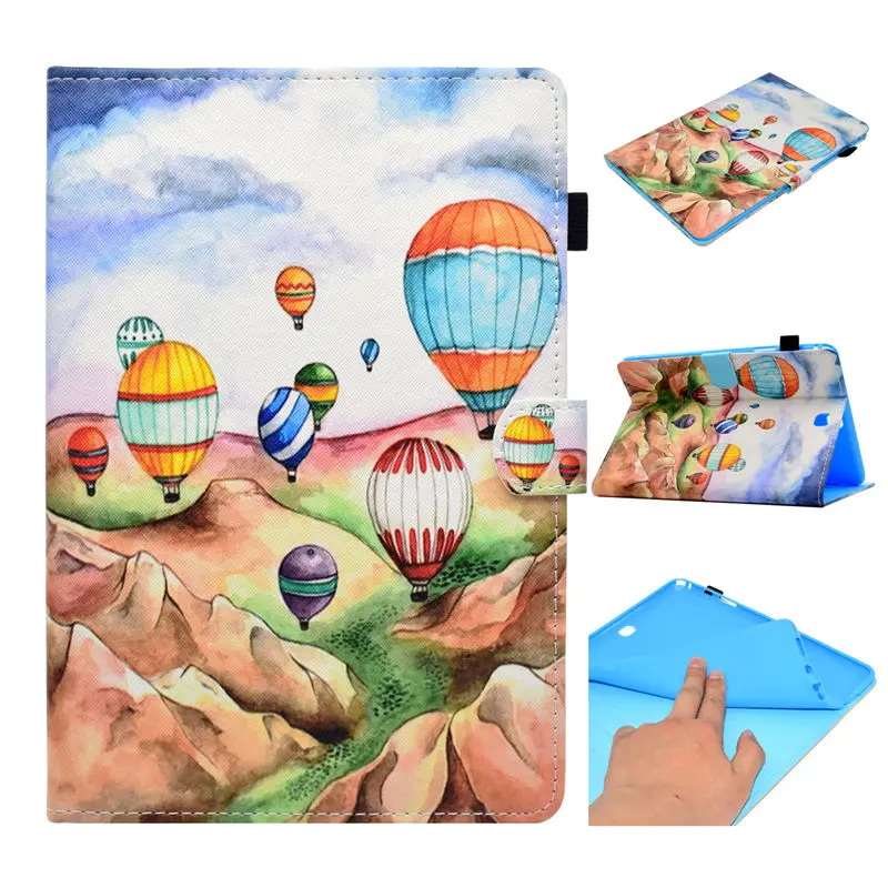 Чехол для Samsung Galaxy Tab A 9,7 SM-T555 T550 смарт-чехол Funda планшет, модные, с рисунком кота из мультфильма, из искусственной кожи Подставка для телефонов из зернистой кожи