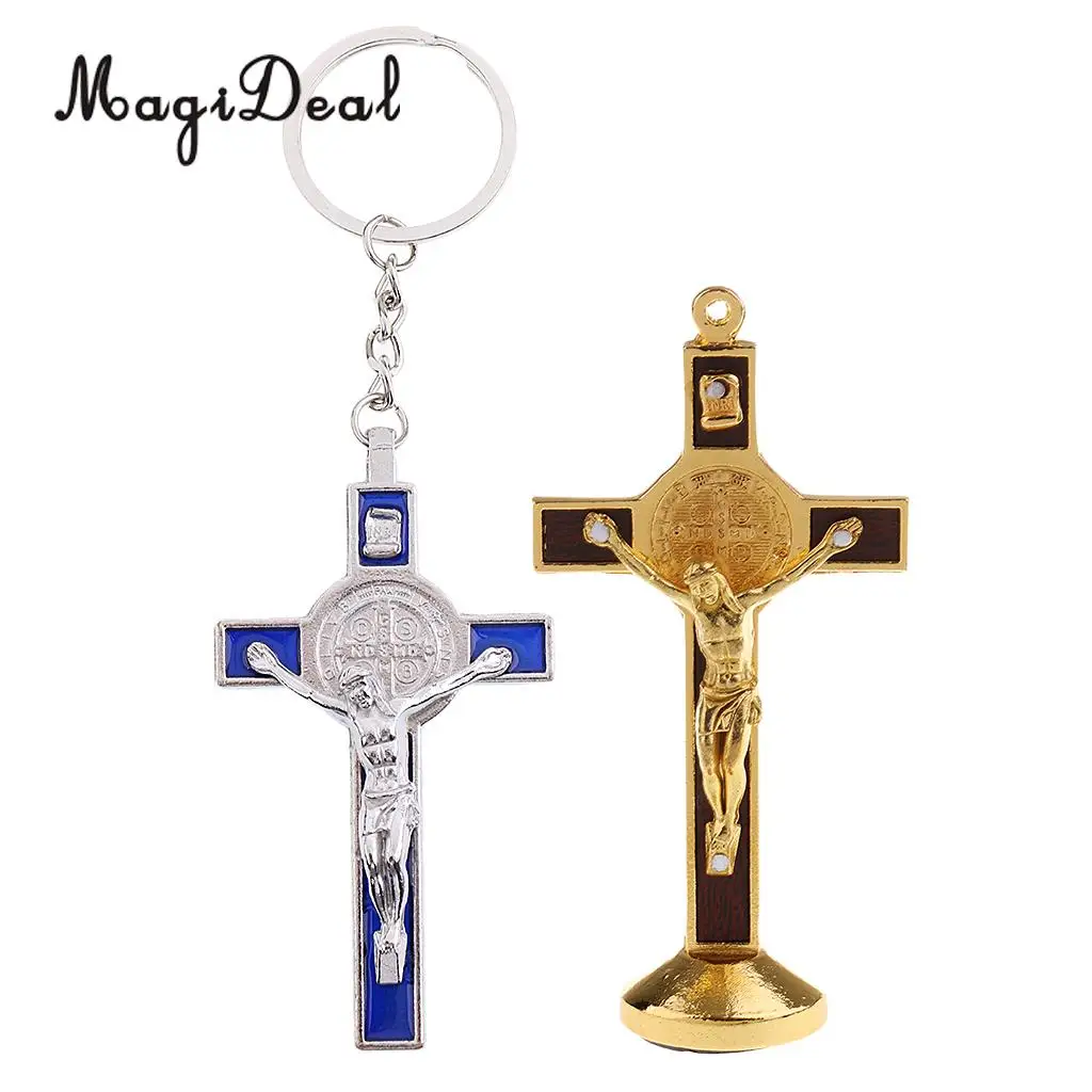 2 шт. фигурки распятия Иисуса Христа на подставке кресты для украшения дома