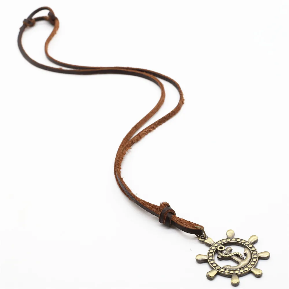 Ожерелье мужское/женское длинное из натуральной воловьей кожи | Украшения и