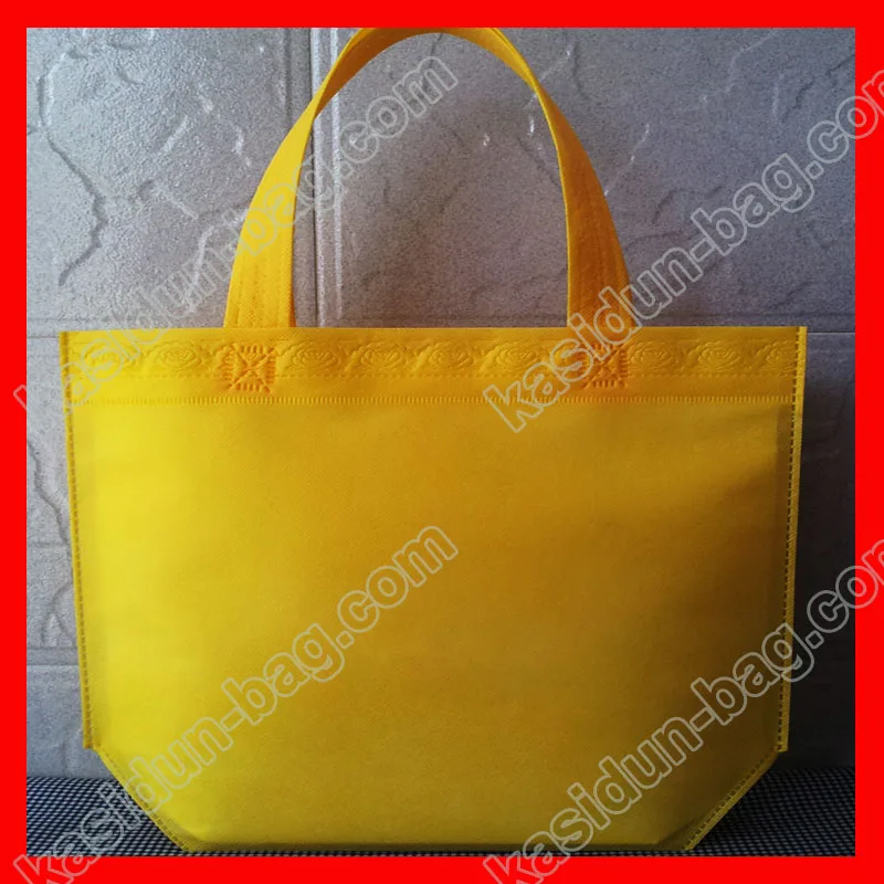 (100pcs/lot) size W45*H35*D10 cm yellow non woven reusable shopping bags with logo custom