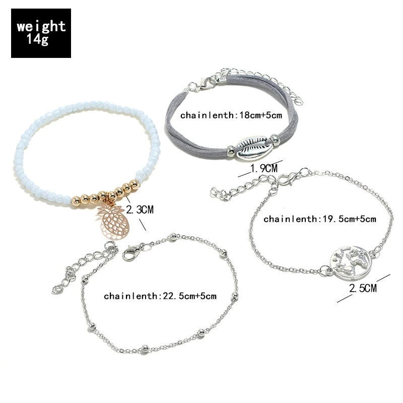 XIYANIKE Boho модный браслет с картой мира Earth Cowrie Shell ананас набор бисерные браслеты