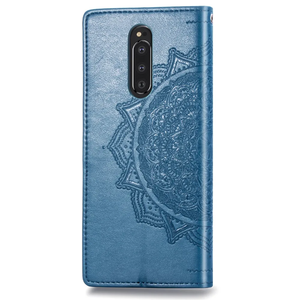 Кожаный чехол кошелек с объемным цветком Datura для Sony Xperia XZ4 XZ 4 откидной крышкой из