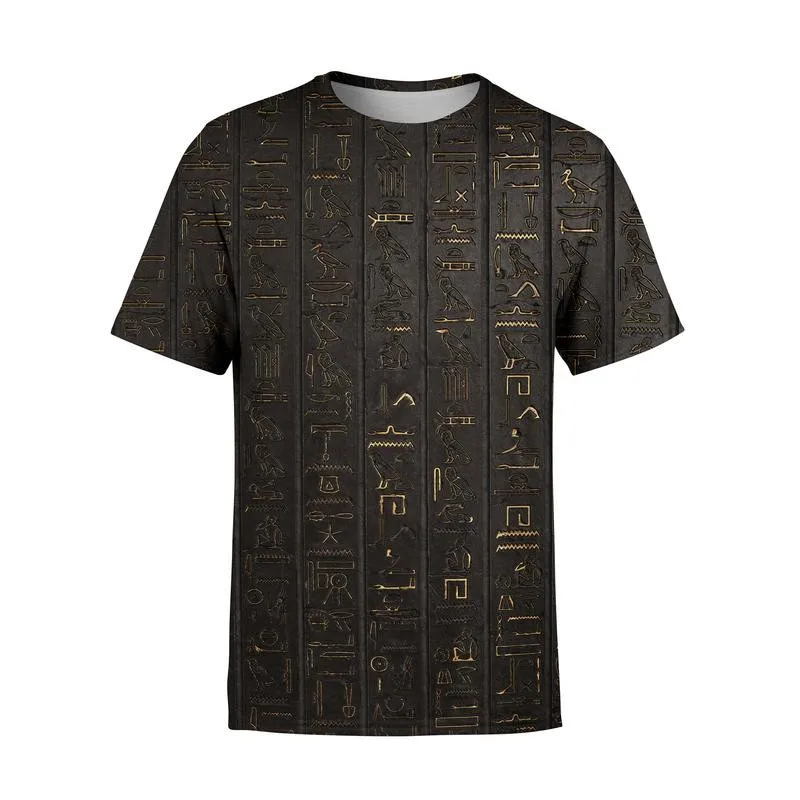 Мужская футболка с принтом иероглифов Повседневный пуловер для фитнеса топы