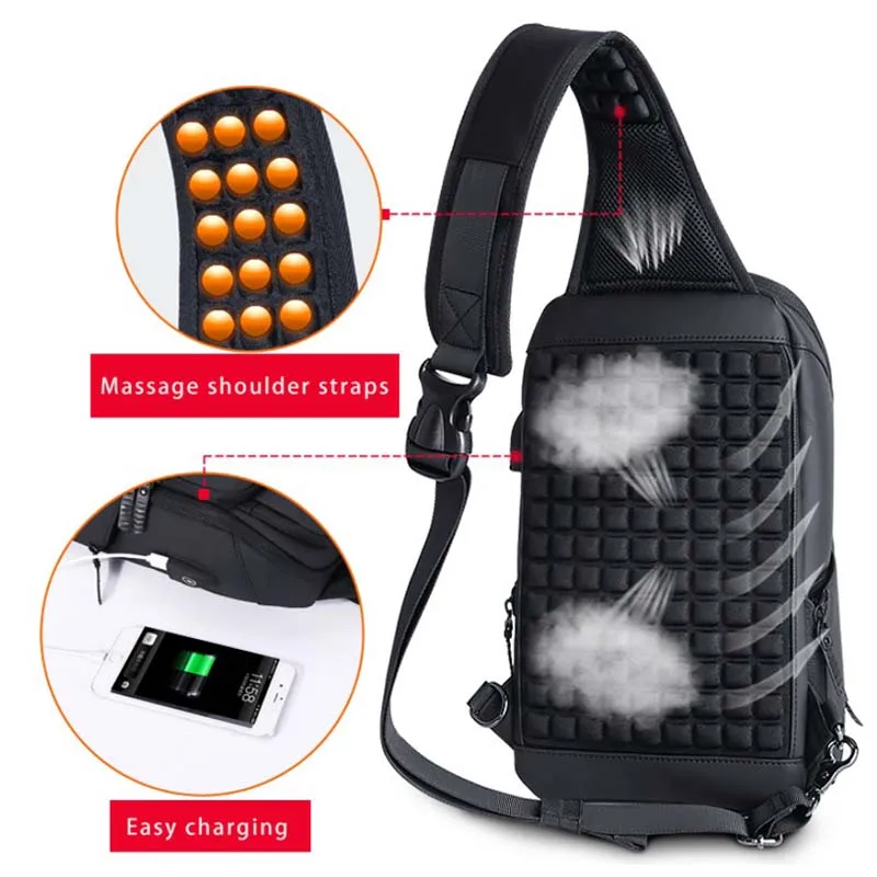 OUTWALK Crossbody Bags for Men Messenger Chest Bag Pack Casual Waterproof Nylon Single Shoulder Strap 2019 New Fashion | Багаж и сумки