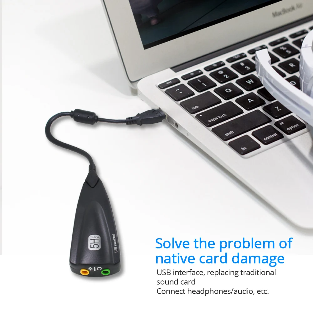 TISHRIC 5HV2 Внешняя Звуковая Карта USB 7 1 С Адаптером Аудиоинтерфейса 3 5 Мм Для
