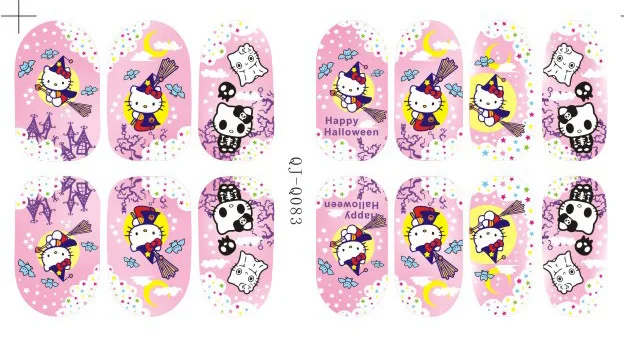 28 шт./2 листа светящиеся hello kitty Cat Обертывания для ногтей полный дизайн наклейки для ногтей 3D наклейки для ногтей s наклейки для макияжа тату Маникюр Инструмент