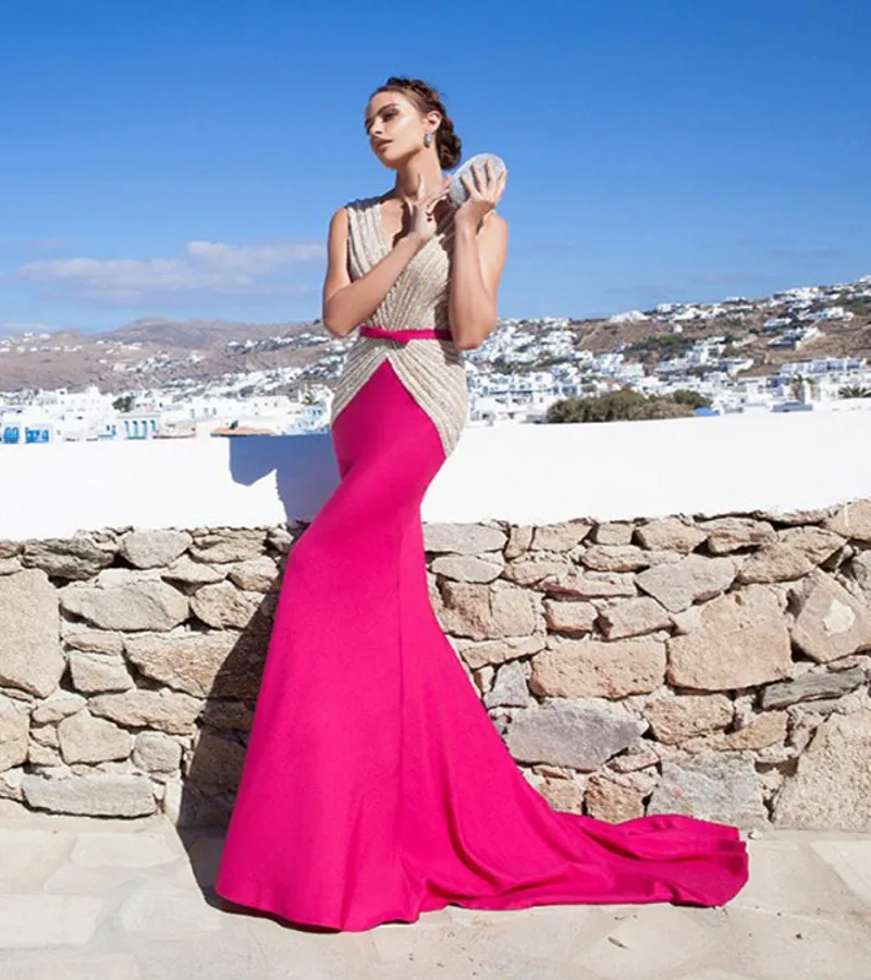 Сексуальная Спинки Русалка Вечерние Платья 2017 Новый V образным Вырезом Сияющий