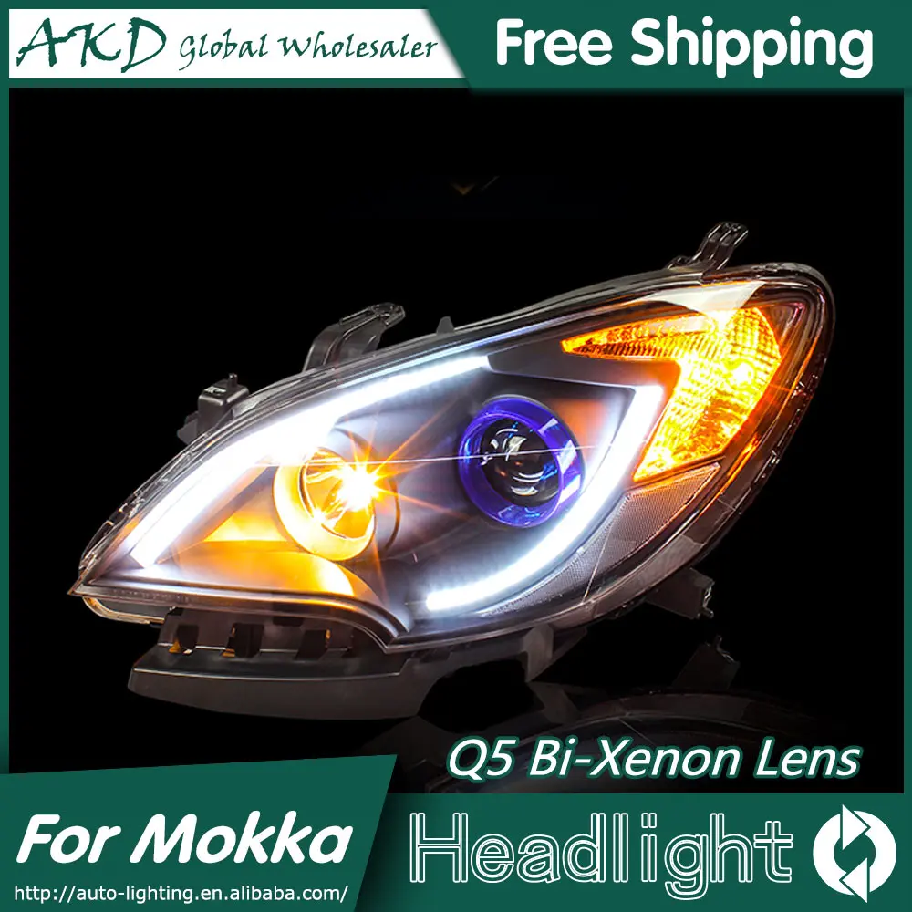 AKD автомобильный Стайлинг для Opel Mokka фары- Mokka светодиодный фары DRL Биксеноновые линзы Высокий Низкий луч парковка противотуманная фара