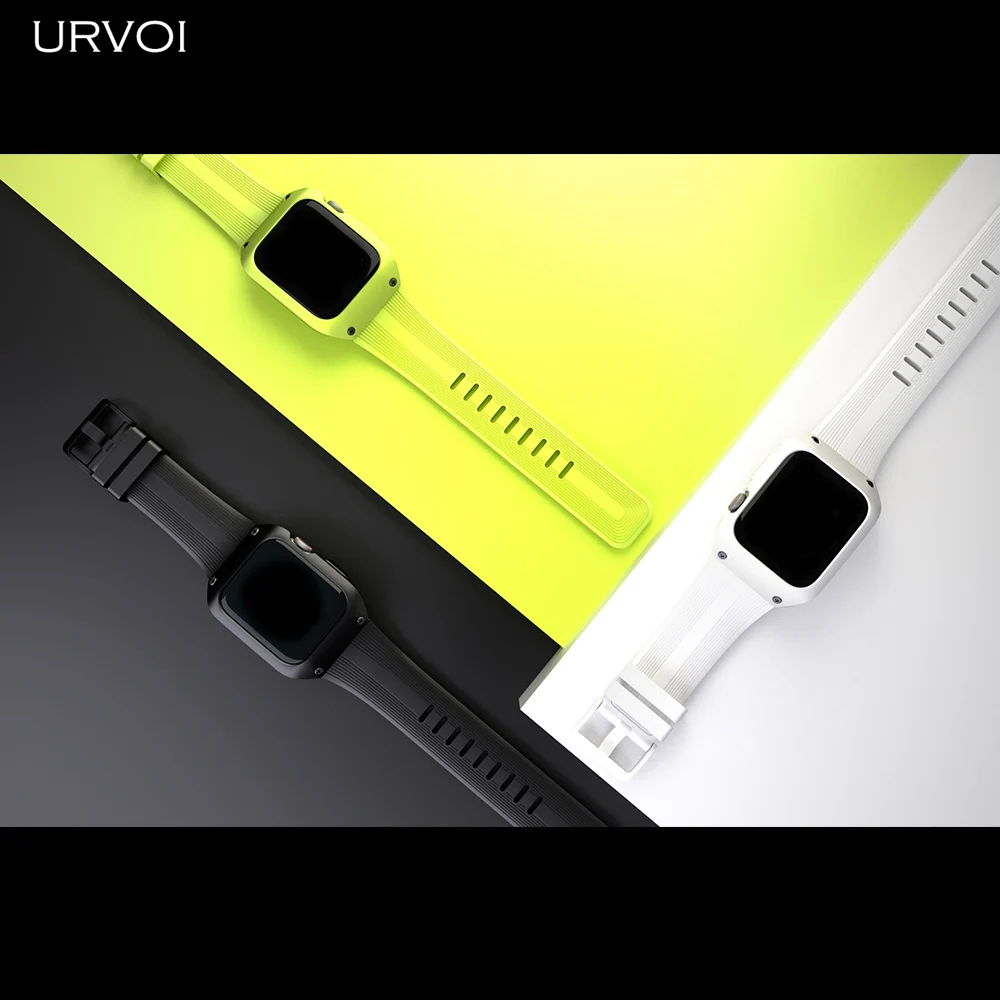 URVOI полная защита для Apple Watch series 5 4 Силиконовый ремешок iWatch водонепроницаемый