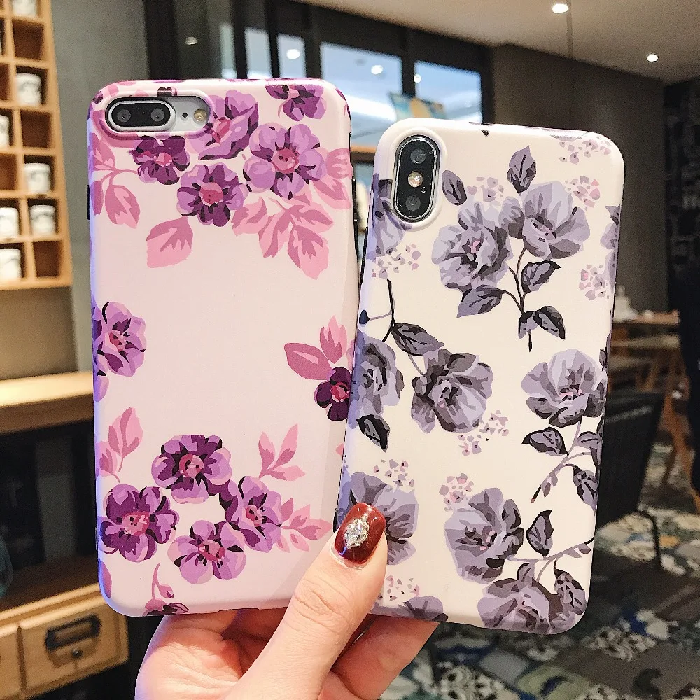 Phone Case For iPhone XR XS Max X 8 7 6S 6 Plus Flower Grain Cover Soft Silicone Retro Floral |