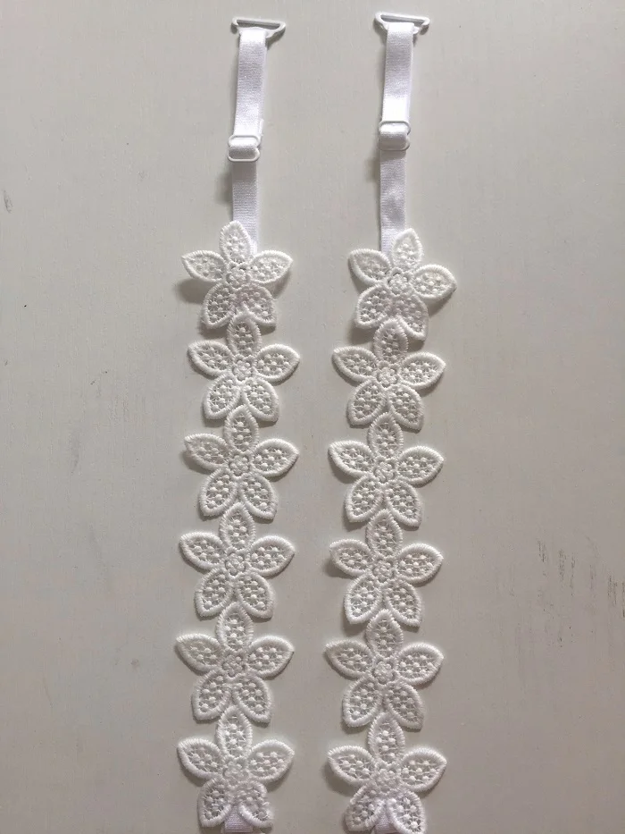 White flower 17 Декоративная большая жемчужина-бабочка бюстгальтер сменные ремешки Нижнее белье Пояс женский бюстгальтер аксессуары плечевые кружевные ремни - Цвет: White flower 17