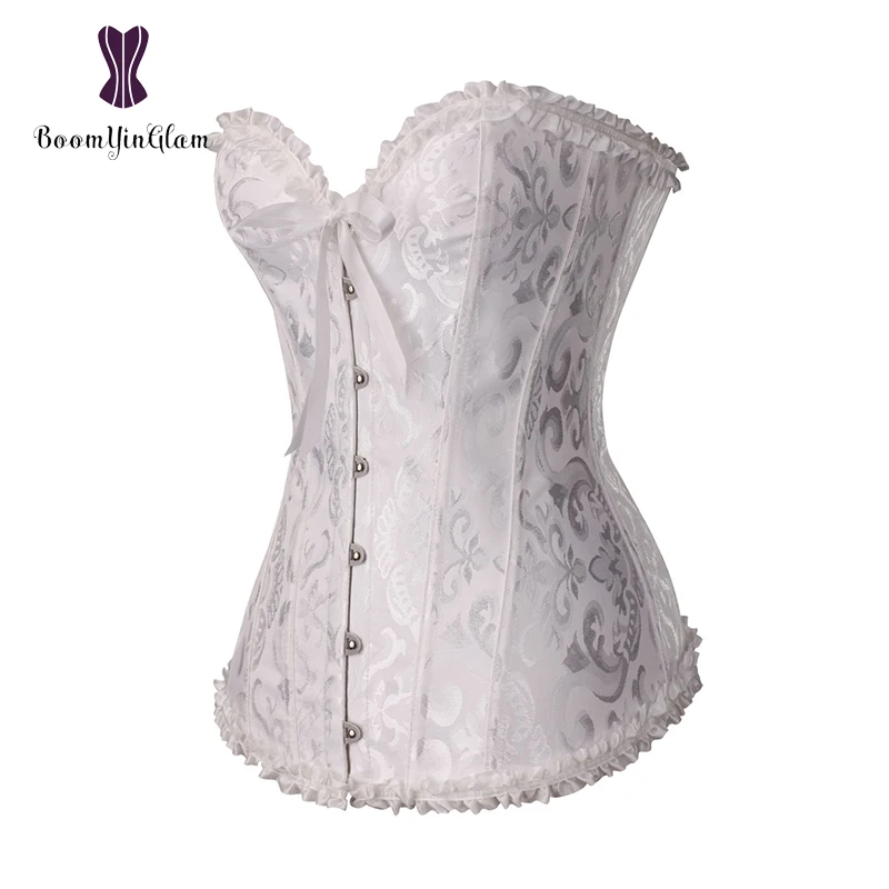 Черно-белое сексуальное женское белье корсет со шнуровкой стальными косточками