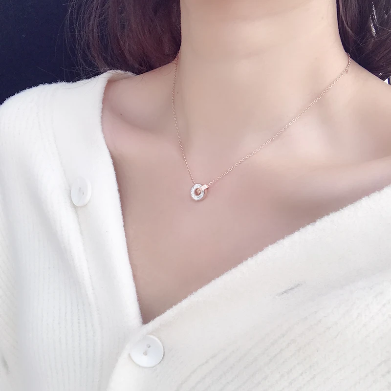 YUN RUO ожерелье с подвеской из титановой стали розовое золото подарок на день