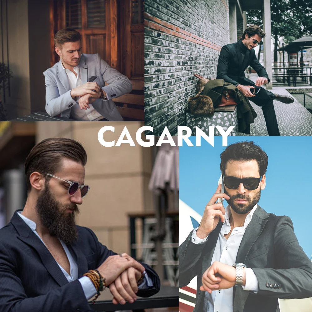 Cagarny Relogio Masculino Топ Бренд роскошные часы мужские золотые часы из нержавеющей стали военные наручные часы большой циферблат часы мужской подарок