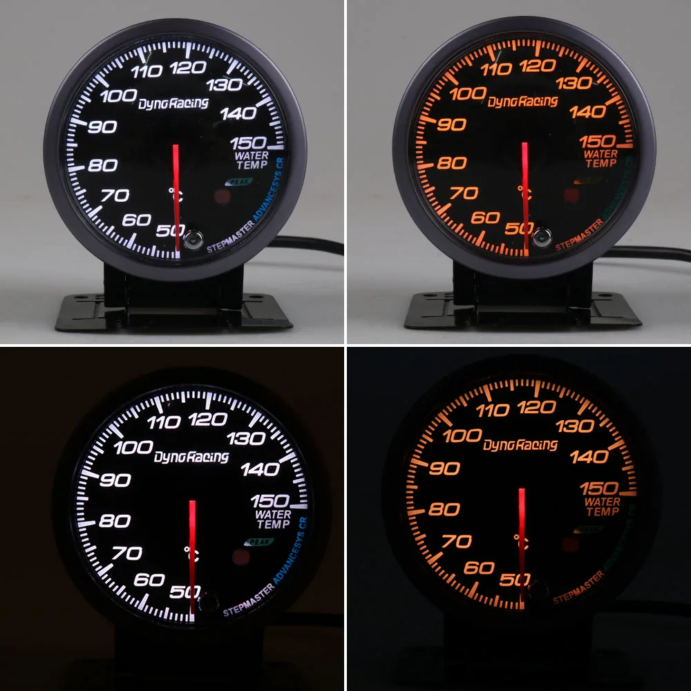 Dynoracing, 60 мм, черный циферблат, Автомобильный датчик температуры воды, 50-150C, датчик температуры воды с белым и янтарным освещением, автомобильный измеритель