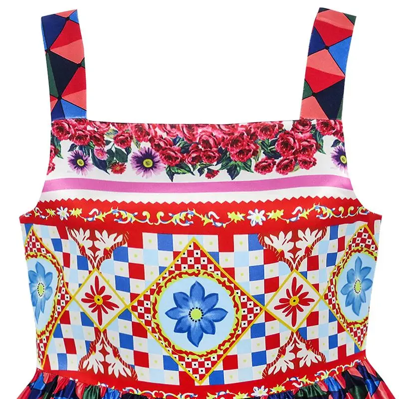 Sunny Fashion платья для девочек Сбор винограда Цветок Поместиться и клеш день