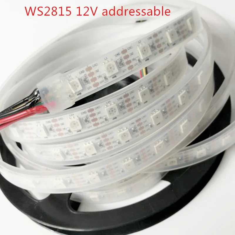 DC12V WS2815(WS2813 обновление) RGB 5050 светодиодный пиксель полосы, индивидуально адресуемых Белый/Черный PCB 30/60/144 светодиодный S/M светодиодный полосы света