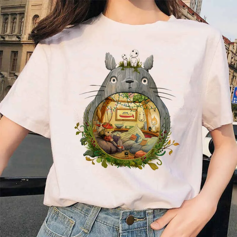 5529 Totoro Унесенные призраками студия Ghibli femme Футболка японская женская ulzzang футболка аниме Хаяо Миядзаки женская футболка Харадзюку 90s - Цвет: 5529