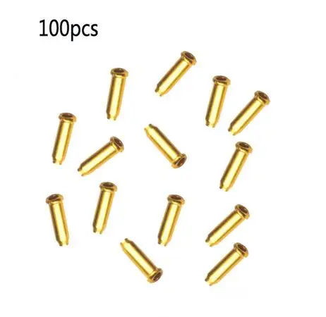 100pcs Gold 100 шт. наконечник для велосипедного тормоза MTB, наконечник для кабеля из алюминиевого сплава, наконечники для кабеля переключения передач для велосипеда, наконечник для кабеля переключения передач, Аксессуары для велосипеда - Цвет: 100pcs Gold