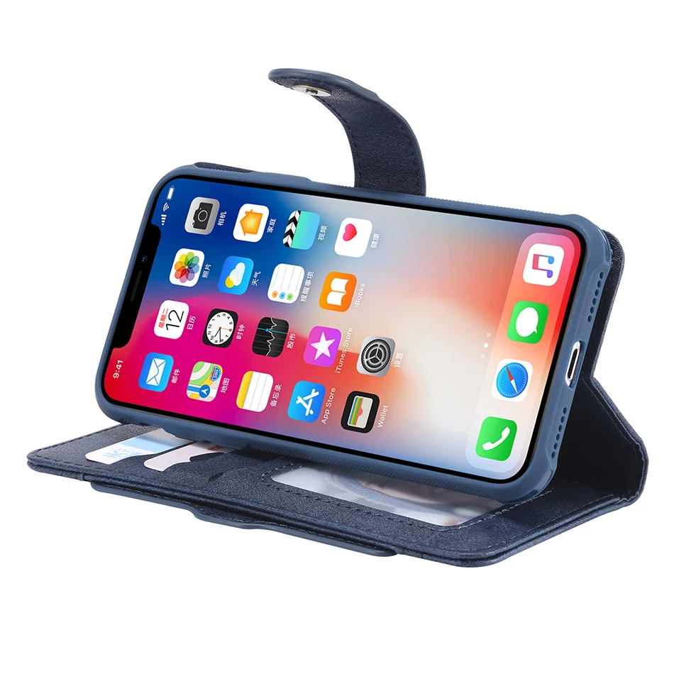 Для iPhone X Case кожи 2 в 1 Магнитная Съемная откидная крышка для iPhone 6 S Plus, 8, 7 Plus, 6, 6 S Чехол кошелек Coque B129