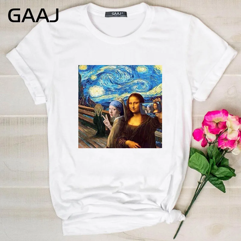07 GAAJ "Van Gogh Van Goghing Van Gone", Футболка для женщин, женские футболки, одноцветная Футболка с принтом размера плюс, дизайнерская футболка для влюбленных 8YCDH - Цвет: 07