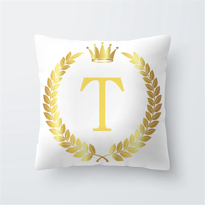 T 1 шт Золотая английская наволочка с буквами чехол для подушки из полиэстера наволочки для дивана домашнее сиденье декоративные наволочки 40806 - Цвет: T