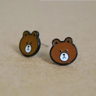 Женские эмалированные серьги гвоздики в виде медведя|jewelry making supplies wire|jewelry